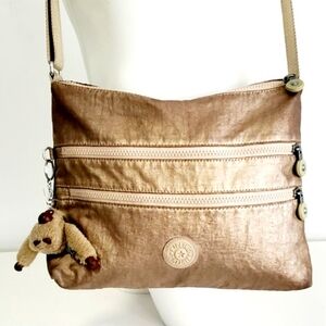 Kipling Metallic Tan Crossbody Bag with Charm